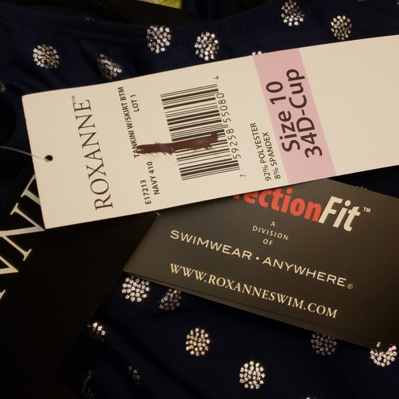 ROXANNE Tankini W/Skirt BTM Navy SZ 10 - Picture 7 of 8